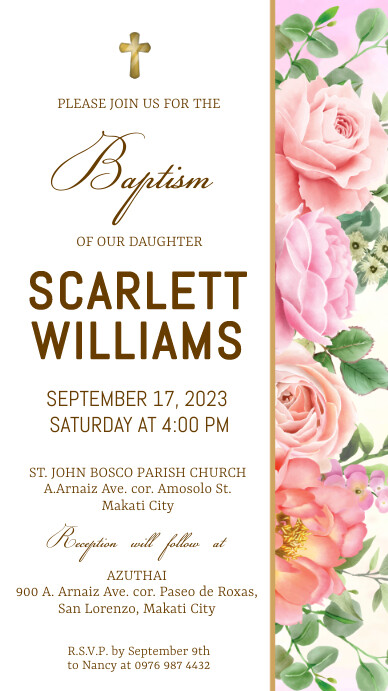 Christening Invitation | floral instagram sto template